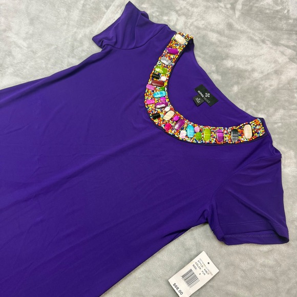 Ronni Nicole Purple Embellished Neckline Dress Size 8 Short Sleeve - Picture 1 of 10